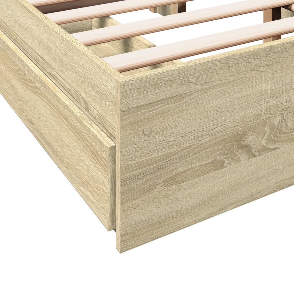 Bedframe met lades bewerkt hout sonoma eikenkleurig 120x190 cm