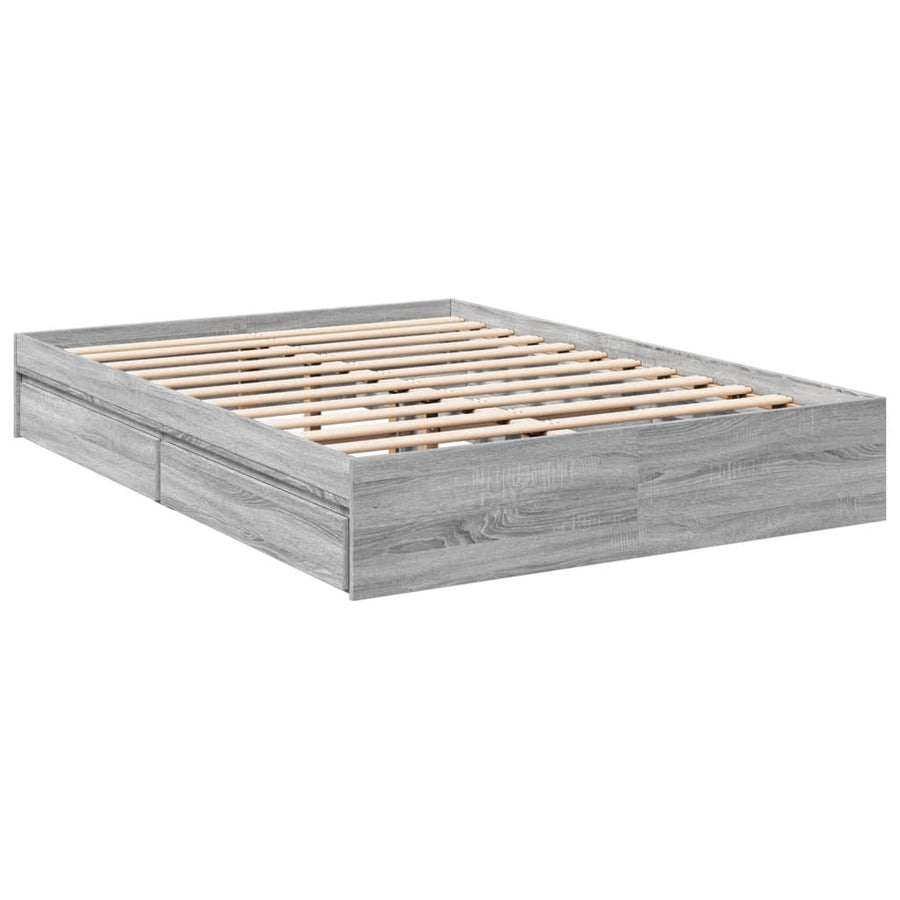 Bedframe met lades bewerkt hout grijs sonoma eiken 120x190 cm