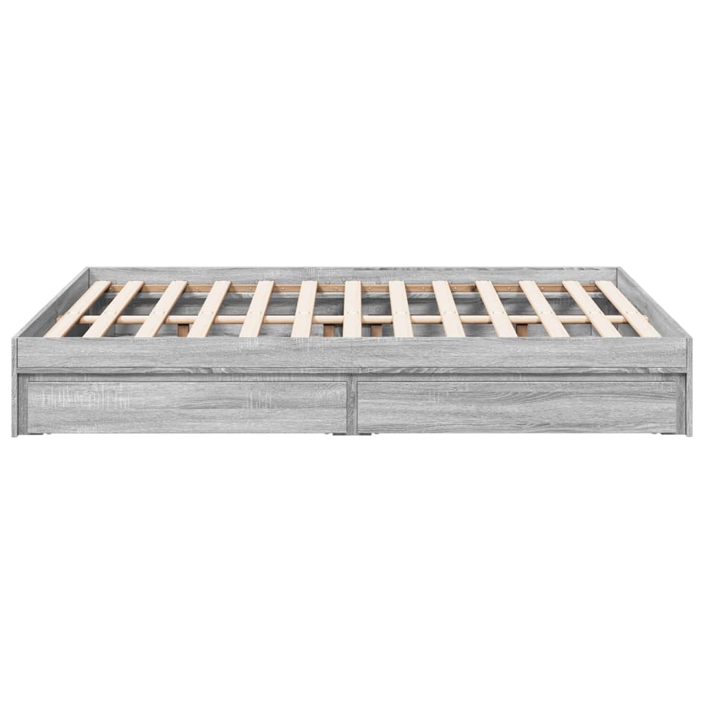 Bedframe met lades bewerkt hout grijs sonoma eiken 120x190 cm