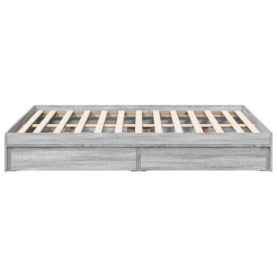 Bedframe met lades bewerkt hout grijs sonoma eiken 120x190 cm