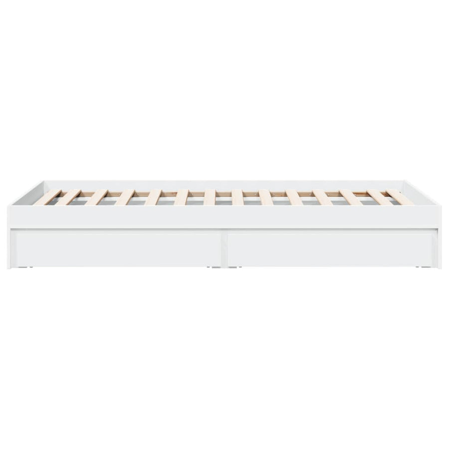 Bedframe met lades bewerkt hout wit 90x190 cm