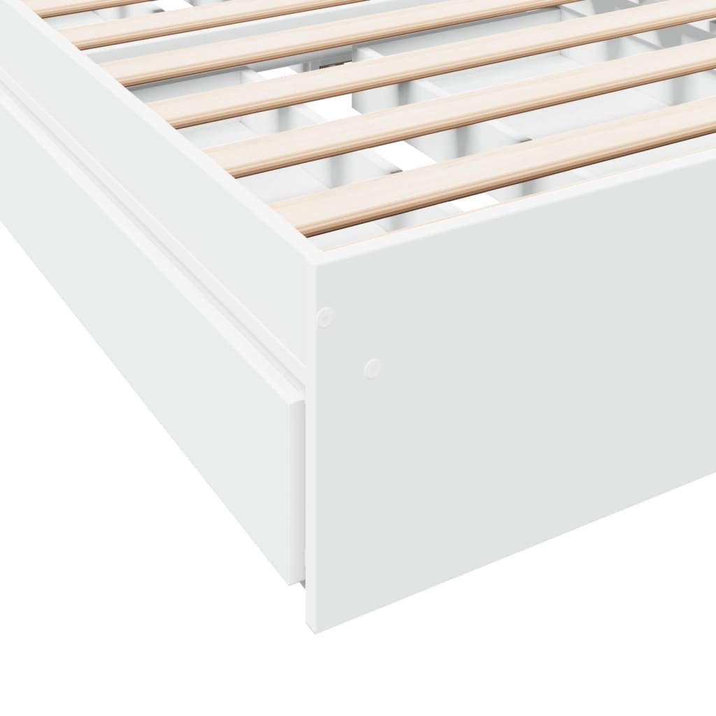 Bedframe met lades bewerkt hout wit 90x190 cm