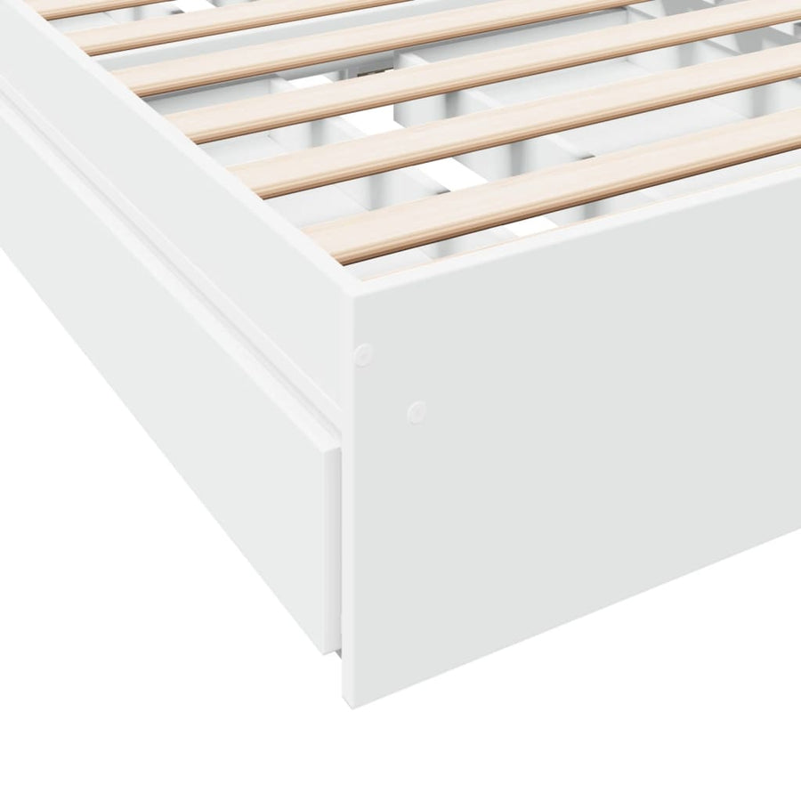 Bedframe met lades bewerkt hout wit 90x190 cm