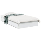 Bed frame with drawers carved wood white 90x190 cm