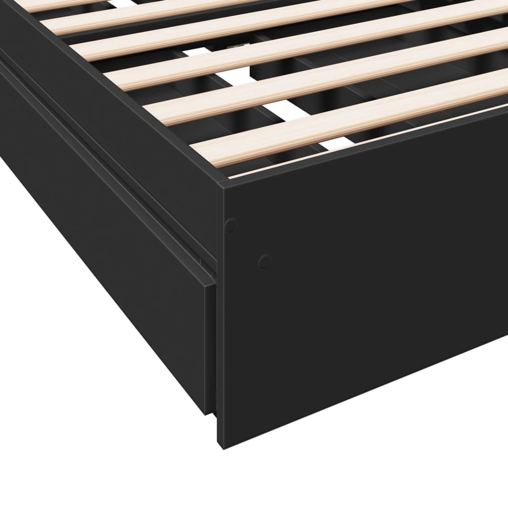 Bedframe met lades bewerkt hout zwart 90x190 cm