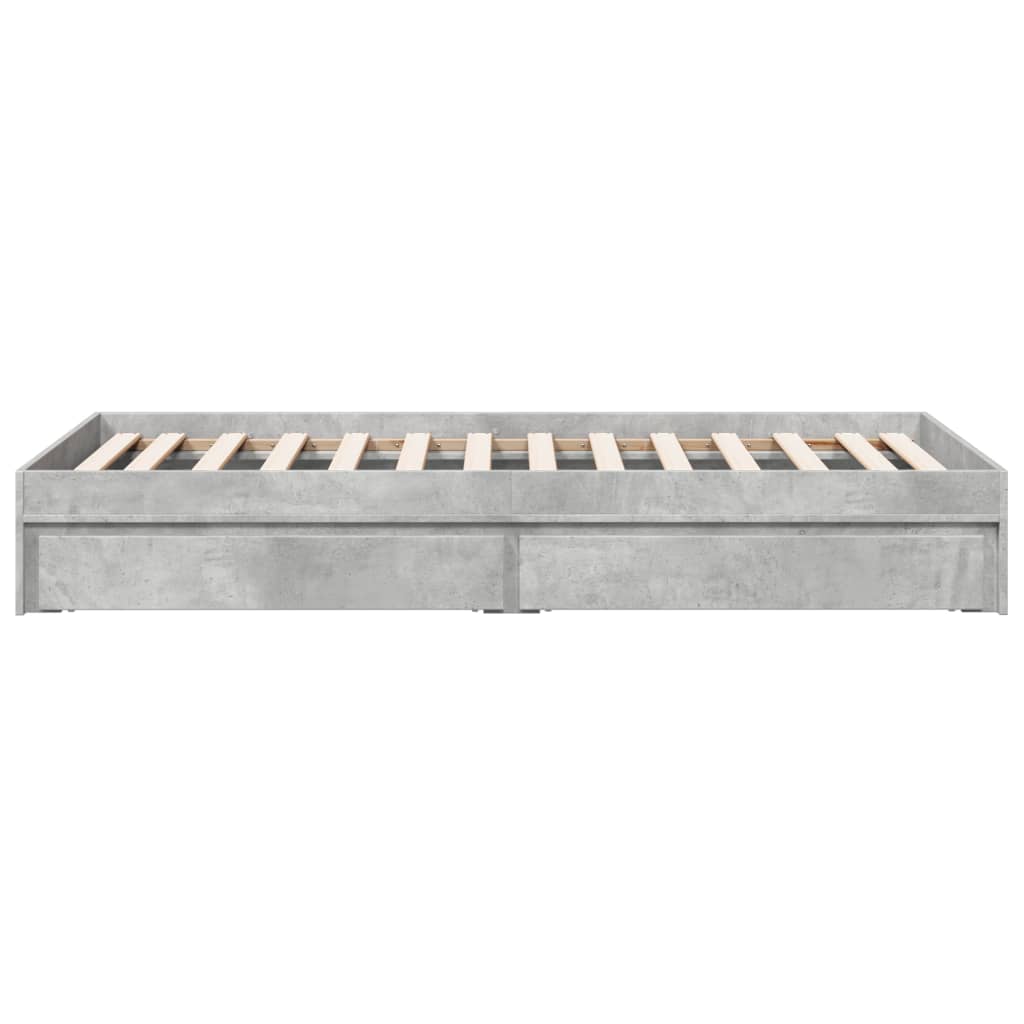 Bedframe met lades bewerkt hout betongrijs 90x190 cm