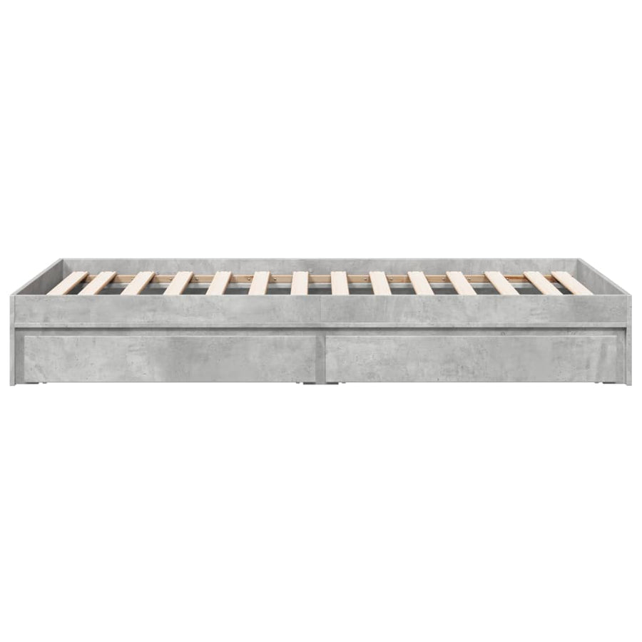 Bedframe met lades bewerkt hout betongrijs 90x190 cm