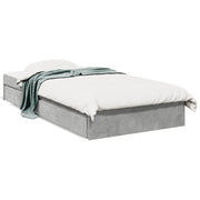 Bed frame with drawers, distressed wood, concrete grey 90x190 cm