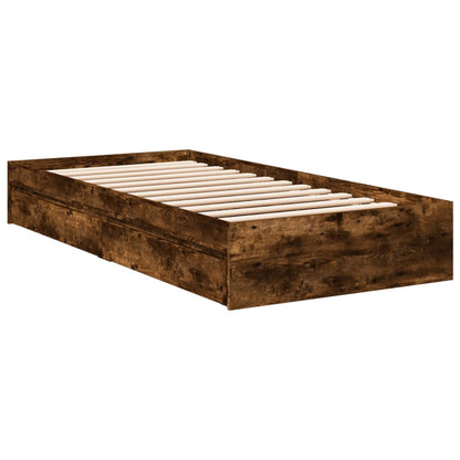 Bedframe met lades bewerkt hout gerookt eikenkleurig 90x190 cm