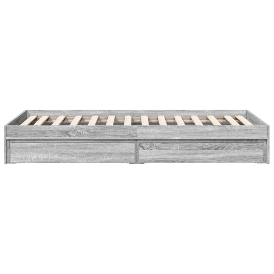 Bedframe met lades bewerkt hout grijs sonoma eiken 90x190 cm