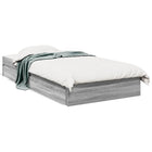 Bed frame with drawers engineered wood grey Sonoma oak 90x190 cm