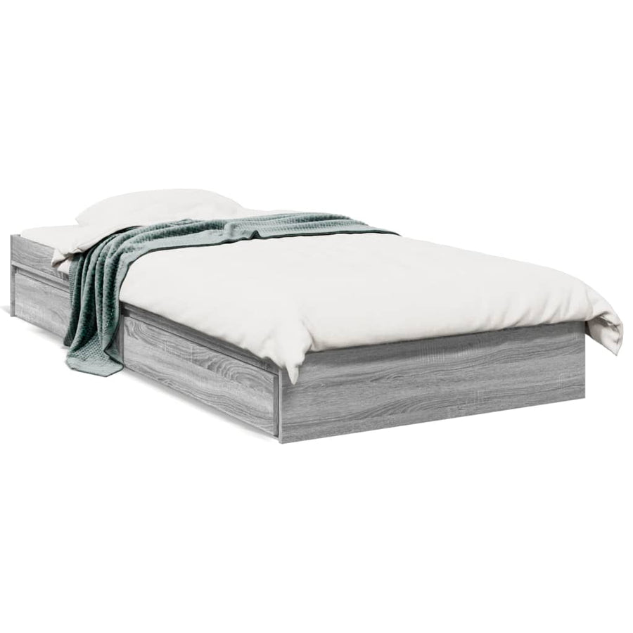 Bedframe met lades bewerkt hout grijs sonoma eiken 90x190 cm
