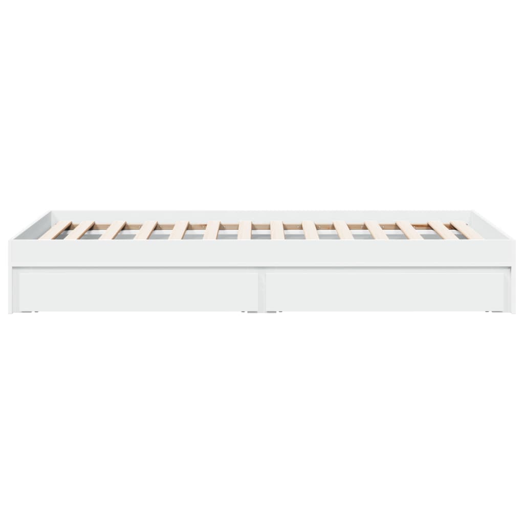 Bedframe met lades bewerkt hout wit 75x190 cm