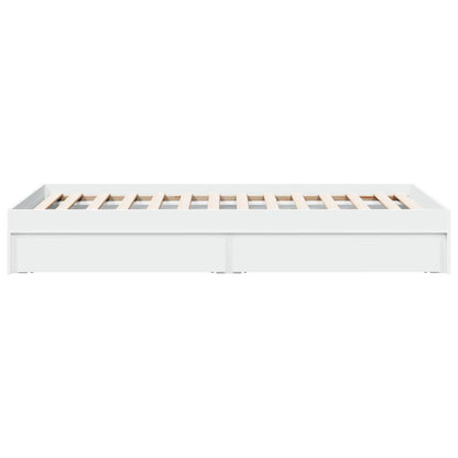Bedframe met lades bewerkt hout wit 75x190 cm