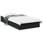 Bedframe met lades 75x190 cm zwart bewerkt hout
