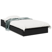 Bedframe met lades 75x190 cm zwart bewerkt hout