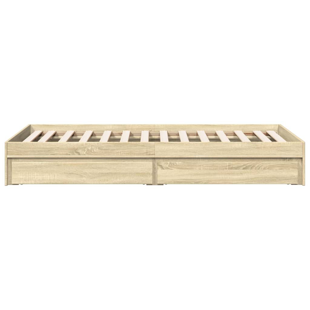 Bedframe met lades bewerkt hout sonoma eikenkleurig 75x190 cm