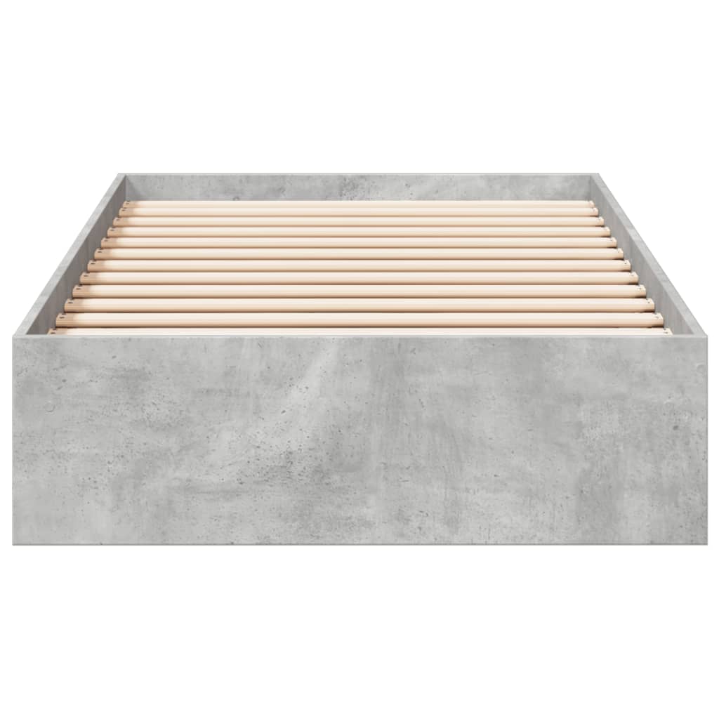 Bedframe met lades bewerkt hout betongrijs 75x190 cm