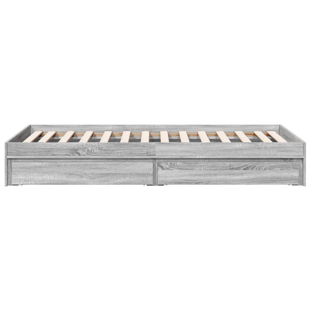 Bedframe met lades bewerkt hout grijs sonoma eiken 75x190 cm