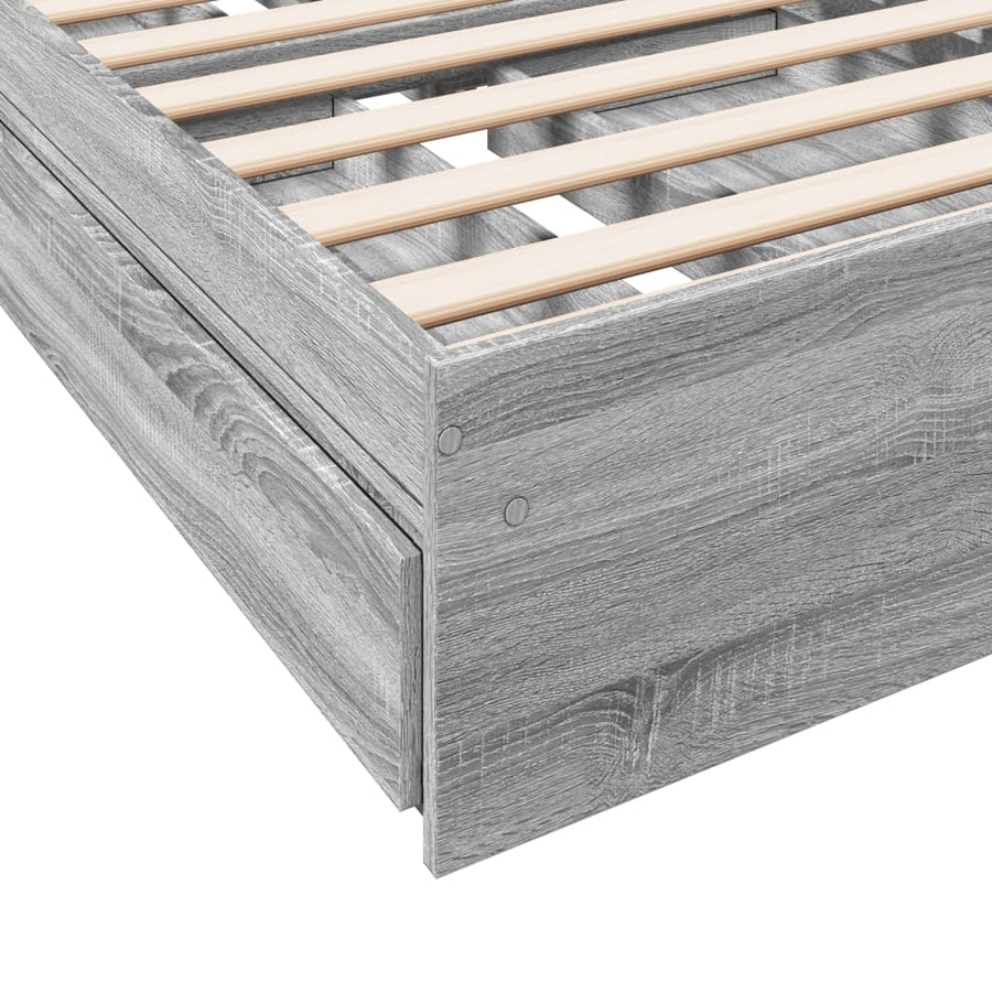 Bedframe met lades bewerkt hout grijs sonoma eiken 75x190 cm