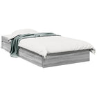 Bed frame with drawers engineered wood gray Sonoma oak 75x190 cm