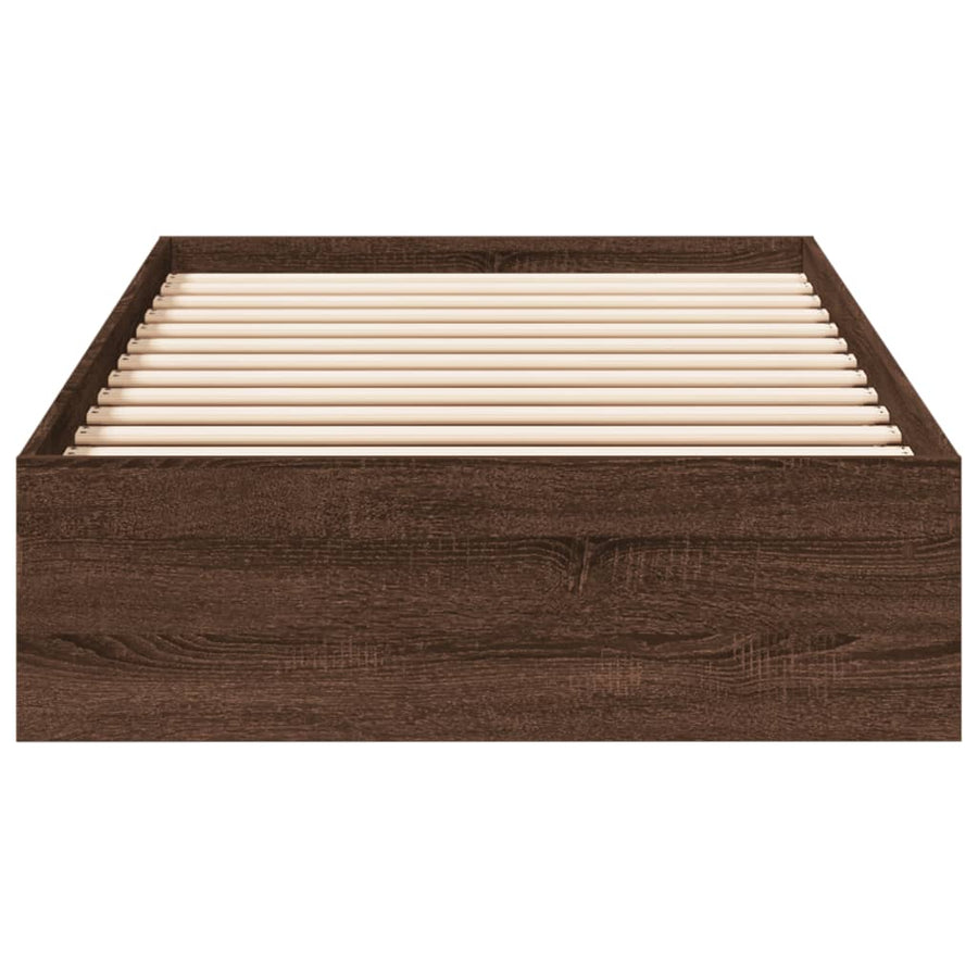 Bedframe met lades bewerkt hout bruin eikenkleurig 75x190 cm
