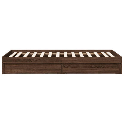 Bedframe met lades bewerkt hout bruin eikenkleurig 75x190 cm