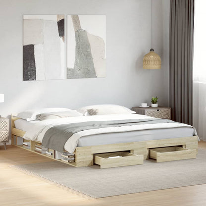 Bedframe met lades bewerkt hout sonoma eikenkleurig 200x200 cm