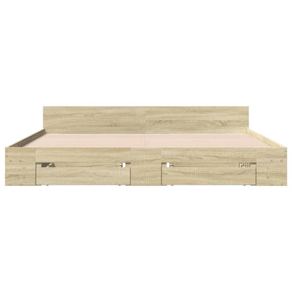 Bedframe met lades bewerkt hout sonoma eikenkleurig 200x200 cm