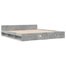 Bedframe met lades bewerkt hout betongrijs 200x200 cm