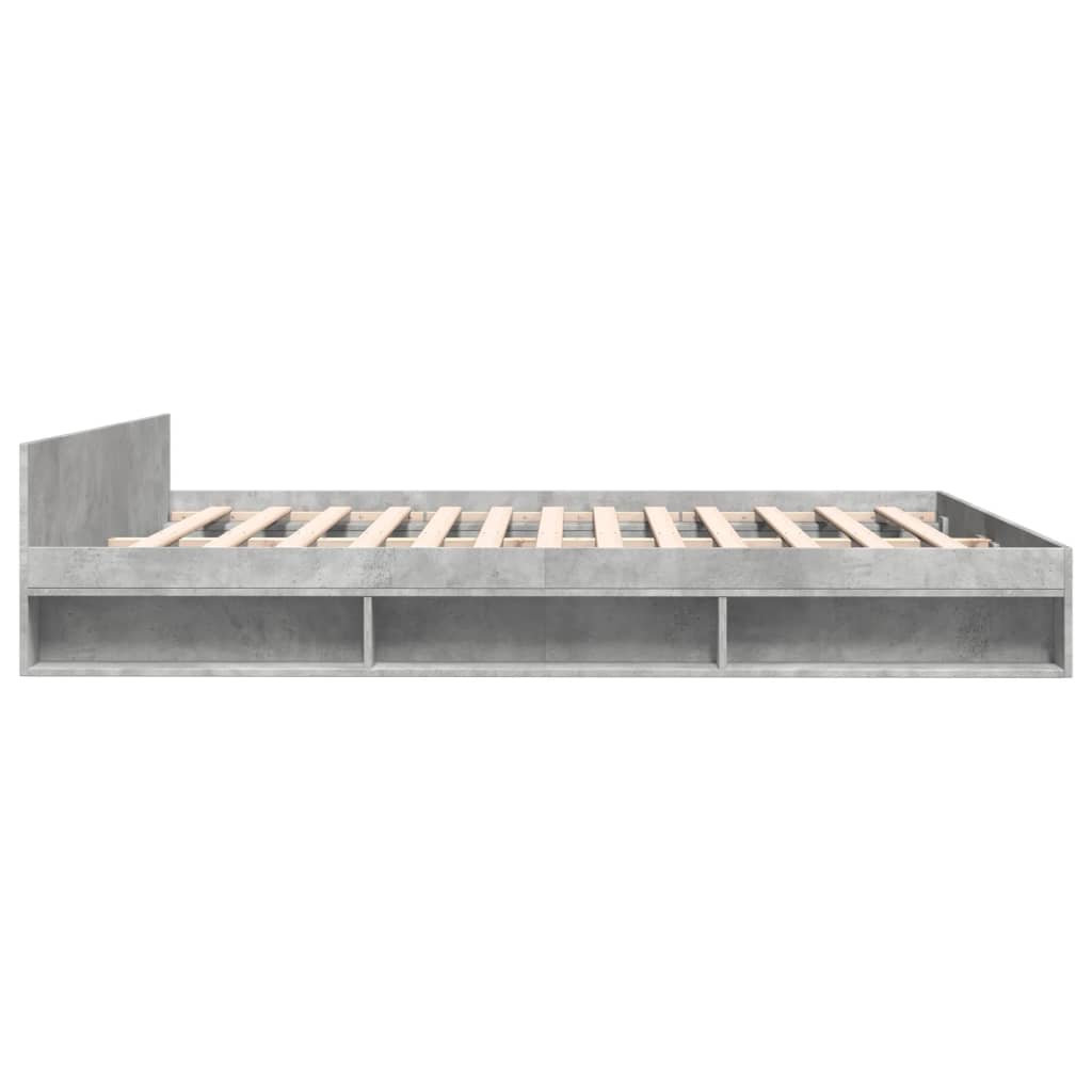 Bedframe met lades bewerkt hout betongrijs 200x200 cm