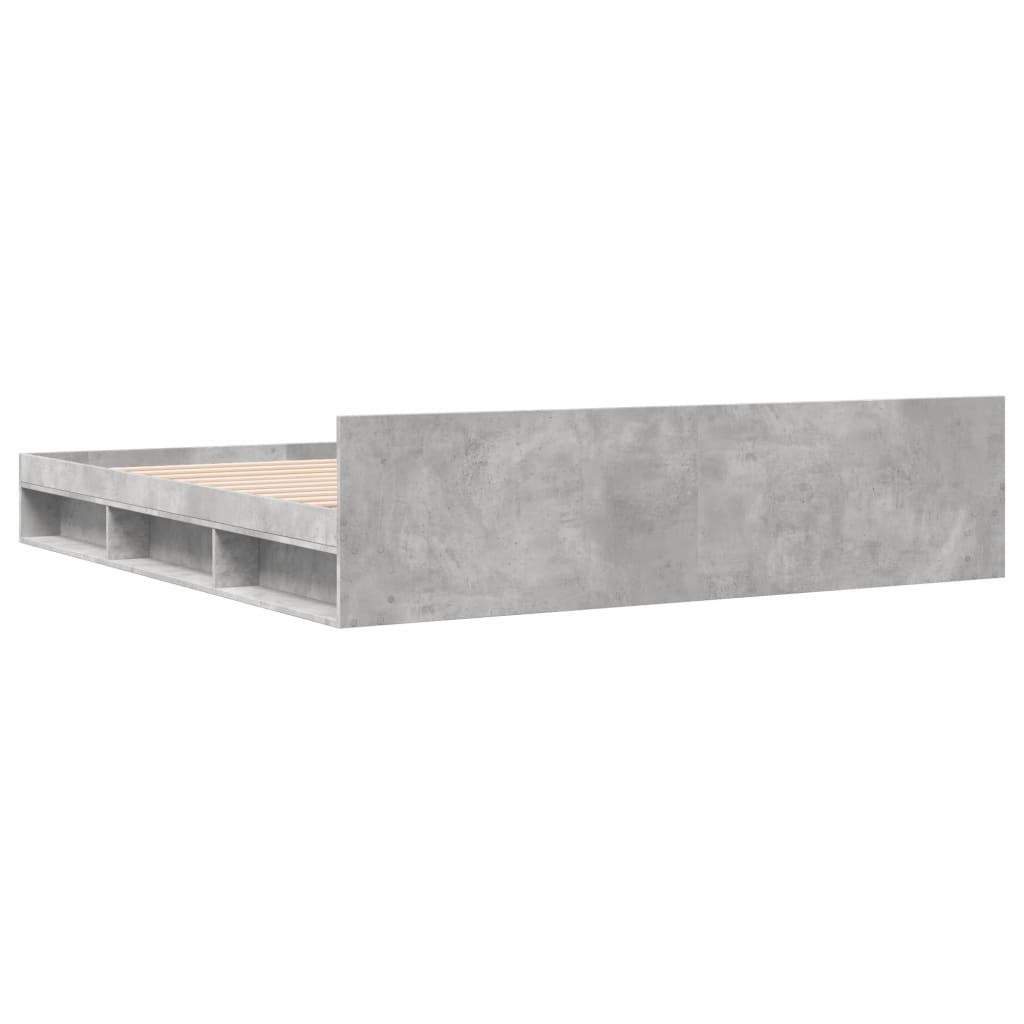 Bedframe met lades bewerkt hout betongrijs 200x200 cm
