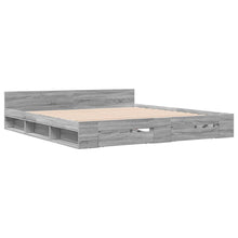 Bedframe met lades bewerkt hout grijs sonoma eiken 200x200 cm