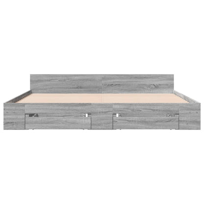 Bedframe met lades bewerkt hout grijs sonoma eiken 200x200 cm
