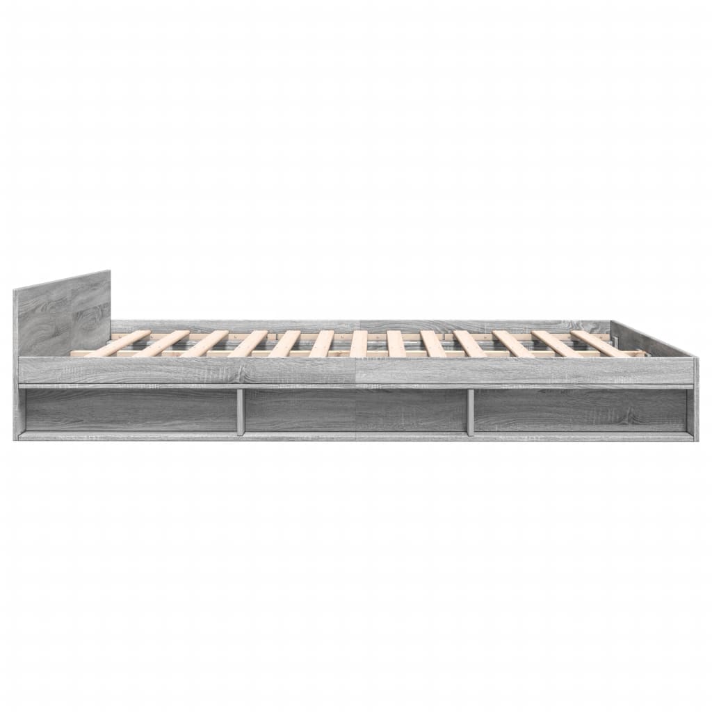 Bedframe met lades bewerkt hout grijs sonoma eiken 200x200 cm