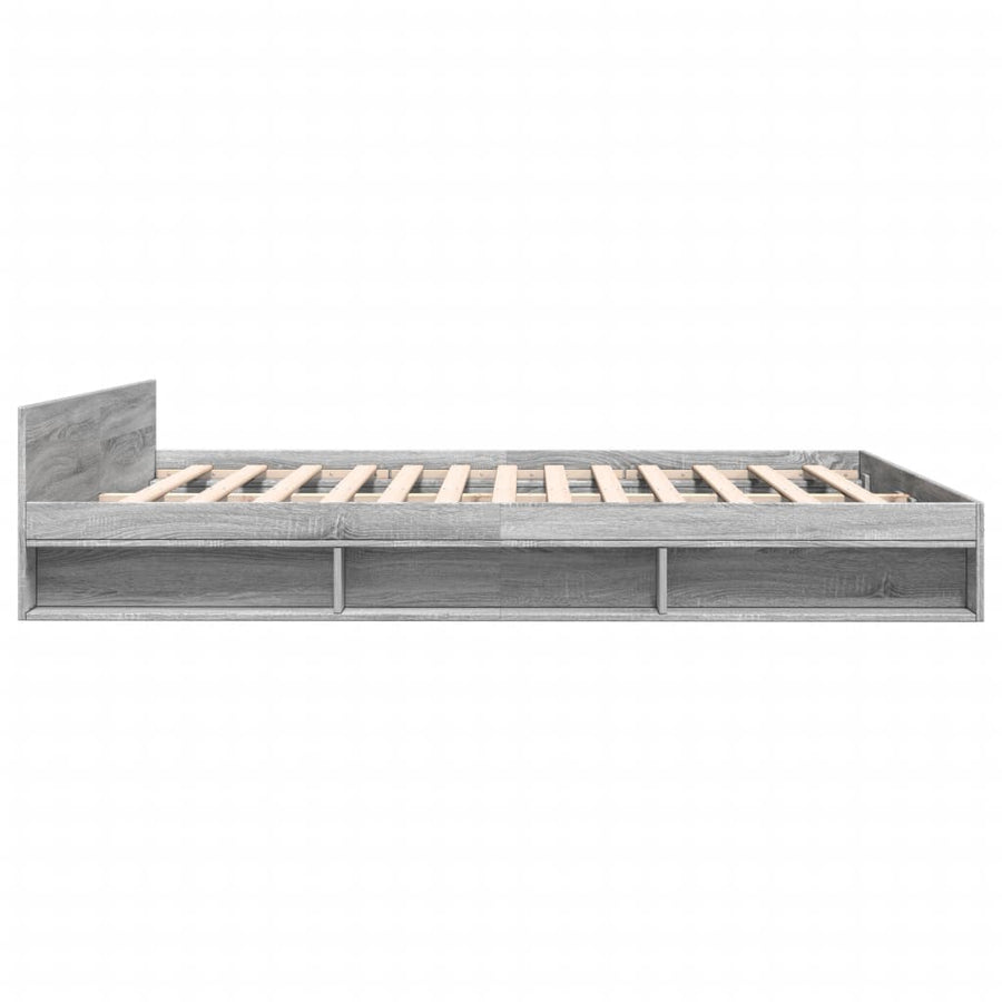 Bedframe met lades bewerkt hout grijs sonoma eiken 200x200 cm