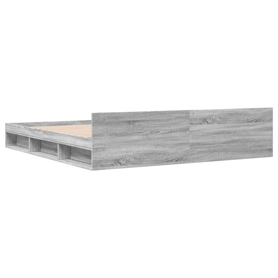 Bedframe met lades bewerkt hout grijs sonoma eiken 200x200 cm