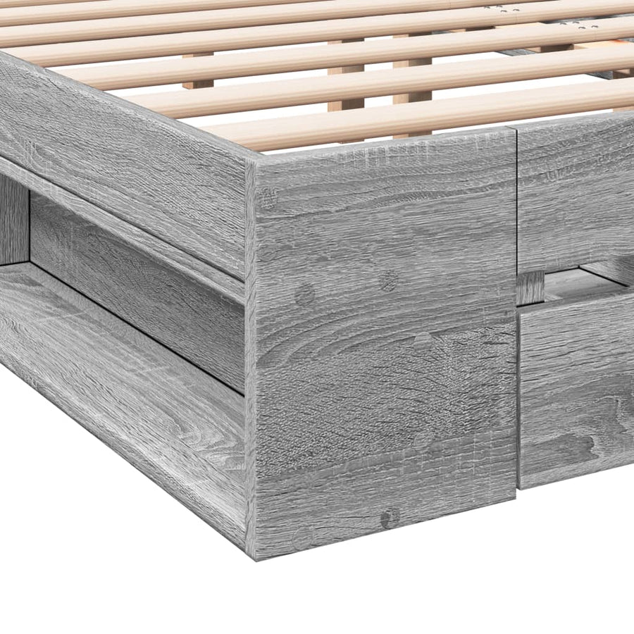 Bedframe met lades bewerkt hout grijs sonoma eiken 200x200 cm