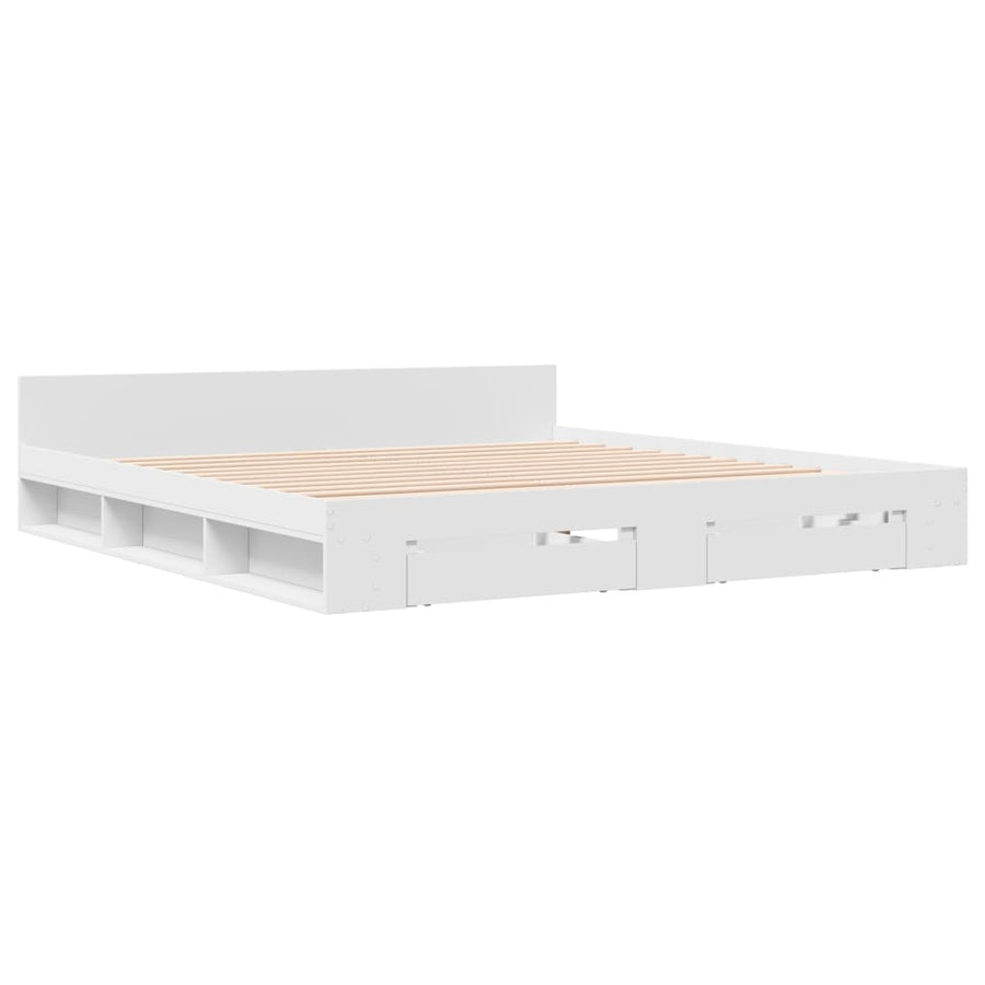 Bedframe met lades bewerkt hout wit 180x200 cm