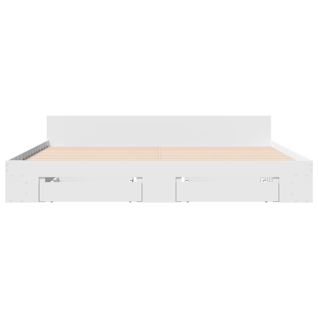 Bedframe met lades bewerkt hout wit 180x200 cm
