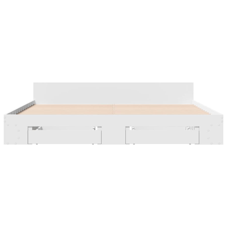 Bedframe met lades bewerkt hout wit 180x200 cm