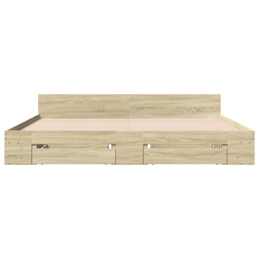 Bedframe met lades bewerkt hout sonoma eikenkleurig 180x200 cm
