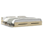 Bed frame with drawers engineered wood Sonoma oak finish 180x200 cm