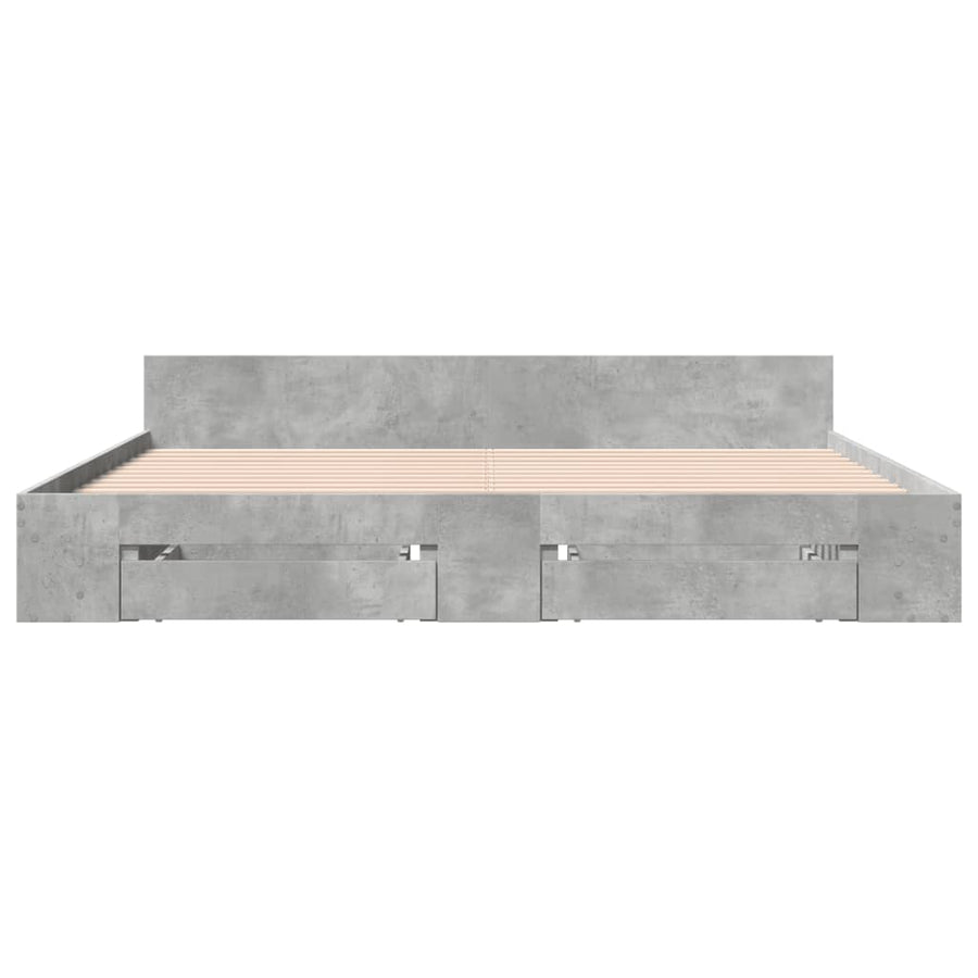 Bedframe met lades bewerkt hout betongrijs 180x200 cm