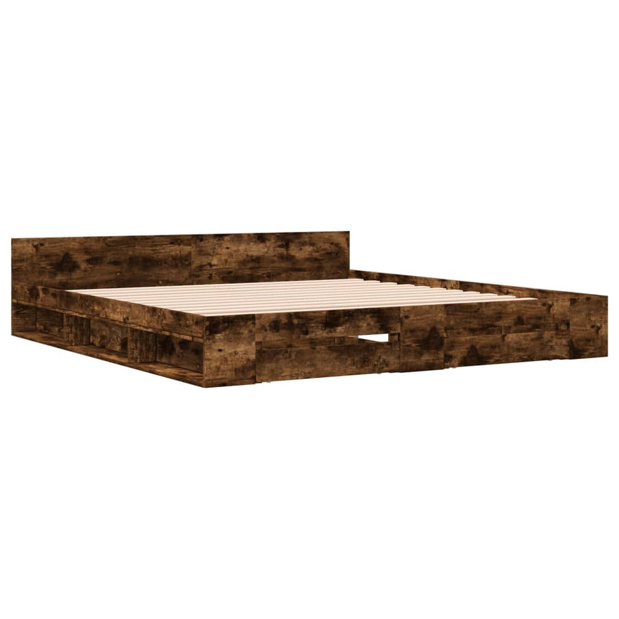 Bedframe met lades bewerkt hout gerookt eikenkleurig 180x200 cm