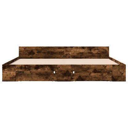 Bedframe met lades bewerkt hout gerookt eikenkleurig 180x200 cm