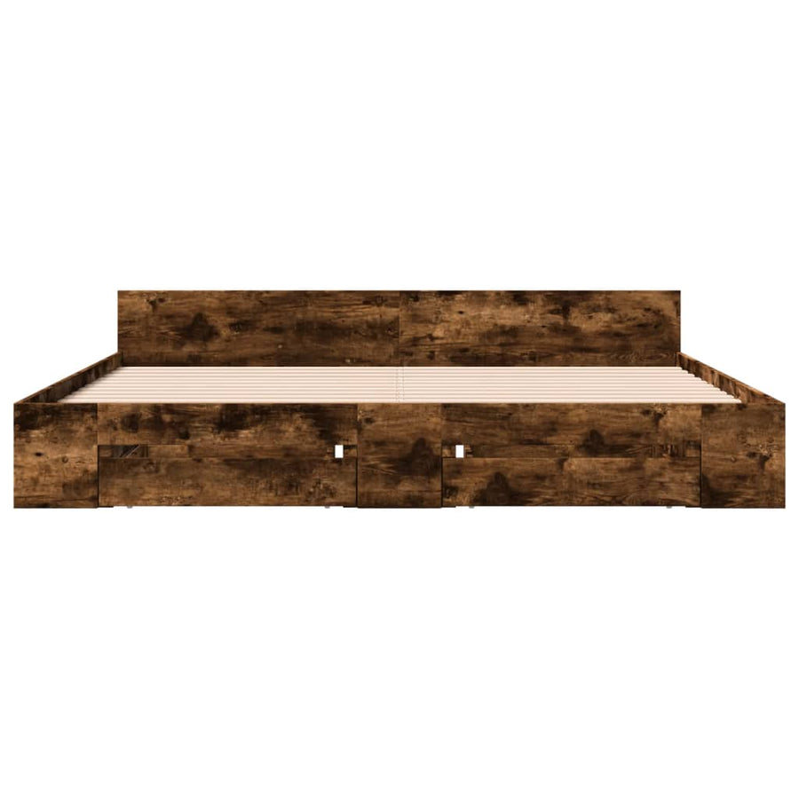Bedframe met lades bewerkt hout gerookt eikenkleurig 180x200 cm