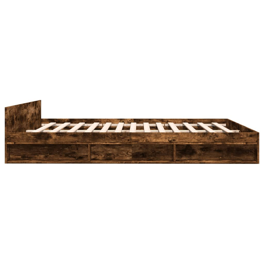 Bedframe met lades bewerkt hout gerookt eikenkleurig 180x200 cm