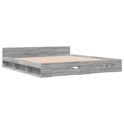 Bedframe met lades bewerkt hout grijs sonoma eiken 180x200 cm