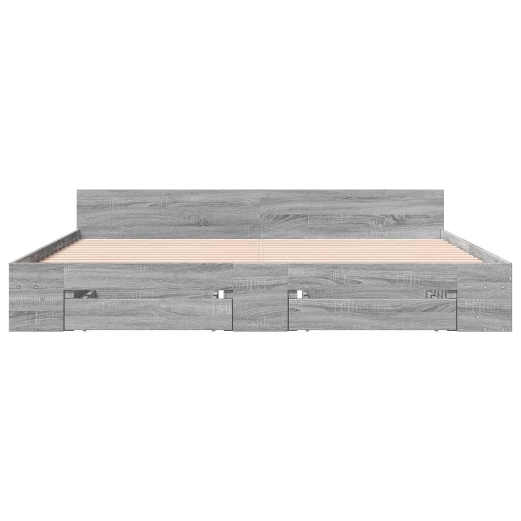 Bedframe met lades bewerkt hout grijs sonoma eiken 180x200 cm